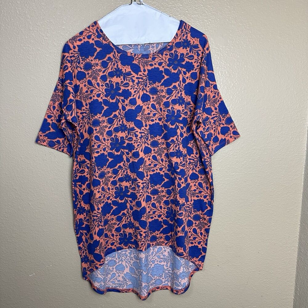 LuLaRoe Women Size Extra Small Orange Irma Top Tee Tunic High Low Hem Stretch